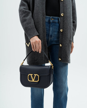 Valentino Синя шкіряна сумка-месенджер LOCÒ з металевим логотипом VLogo Signature 5W2B0N20IMZ