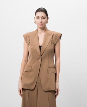 Max Mara Коричневый жилет BERGAMO из шерсти BERGAMO