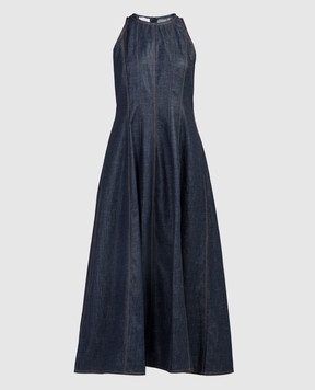 Brunello Cucinelli Синее джинсовое платье с цепочкой мониль MF28TA5196