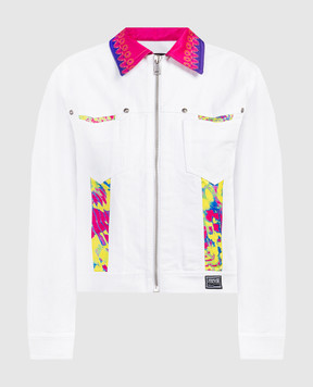 Versace Jeans Couture Біла джинсова куртка Animalier з патчем логотипа 76HAS46PES092