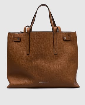 Gianni Chiarini Коричнева шкіряна сумка-тоут Altea з логотипом BS10967RNGDBL
