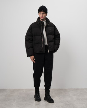Ami Paris Черный пуховик с нашивкой логотипа HJK403PA0009