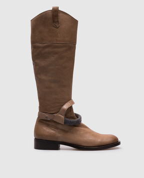 Brunello Cucinelli Бежеві шкіряні чоботи MZDENG28639
