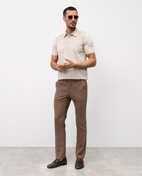 Bertolo Cashmere Бежевое поло с шелком с узором 902449002491
