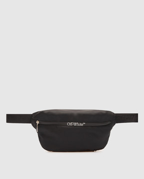 Off-White Чорна поясна сумка з принтом логотипа OMNO037C99FAB001
