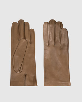 Sermoneta Gloves Коричневі шкіряні рукавички з розрізом 301B2BT
