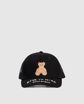 Palm Angels Чорна кепка з вишивкою Bear in mind PMLB068F25FAB001