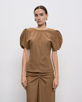 Victoria Beckham Коричневый топ из шерсти и кашемира 1425WTP006579B