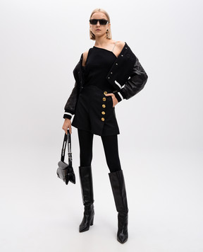 Givenchy Черный ассиметричный топ в рубчик с цепочкой BW617Q3YK5