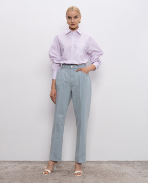 Victoria Beckham Сорочка в смужку з вишивкою монограми логотипа 1225WSH002657F