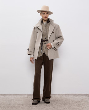 Brunello Cucinelli Коричневый жилет из шерсти и шелка MG5307497