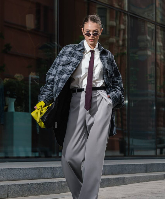 Vetements Серая рубашка в клетку с логотипом UE54SH400Ww изображение 7