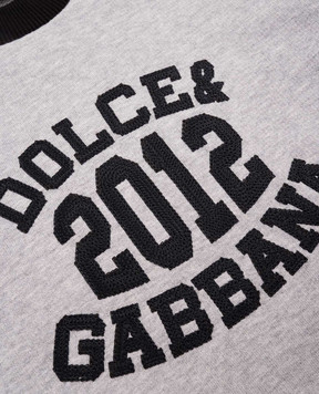 Dolce&Gabbana Детский серый меланжевый свитшот с вышивкой логотипа L4JWKDG7PBO
