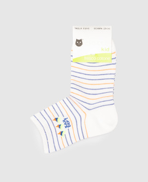 RiminiVeste Дитячі білі шкарпетки Ciocca в смужку з візерунком 4512