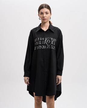 Maison Margiela MM6 Чорна сукня-сорочка з контрастним принтом логотипа S52CT0788M35043