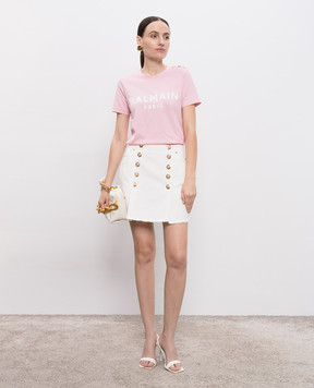 Balmain Рожева футболка з принтом логотипа BF1EF005BB02