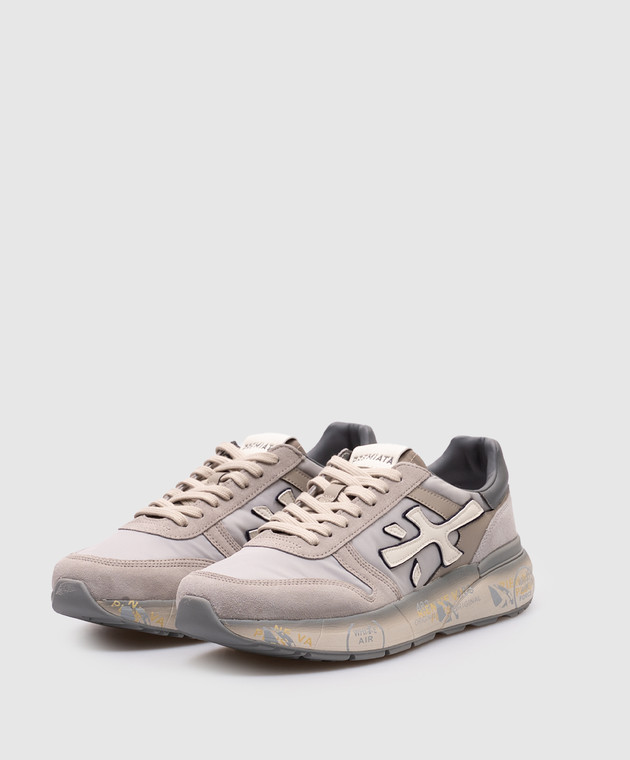 Premiata Серые комбинированные кроссовки MICK с логотипа MICK изображение 2