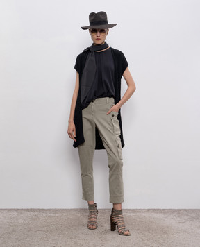Brunello Cucinelli Черный кардиган с льном с пайетками M9X336436