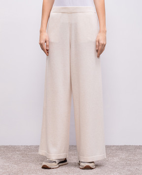 Brunello Cucinelli Бежевые спортивные брюки из шерсти, кашемира и шелка M16244799
