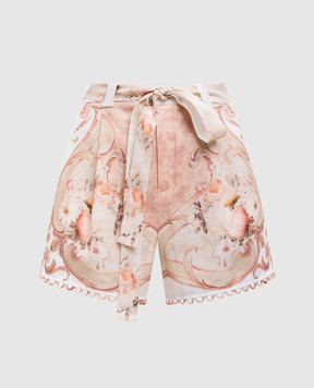 Twinset Белые шорты из льна в цветочный принт. 251TT2443