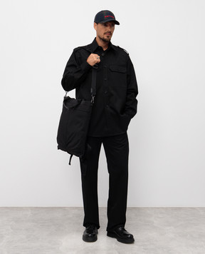 Alexander McQueen Черная рубашка с вышивкой логотипа 832666QSABY