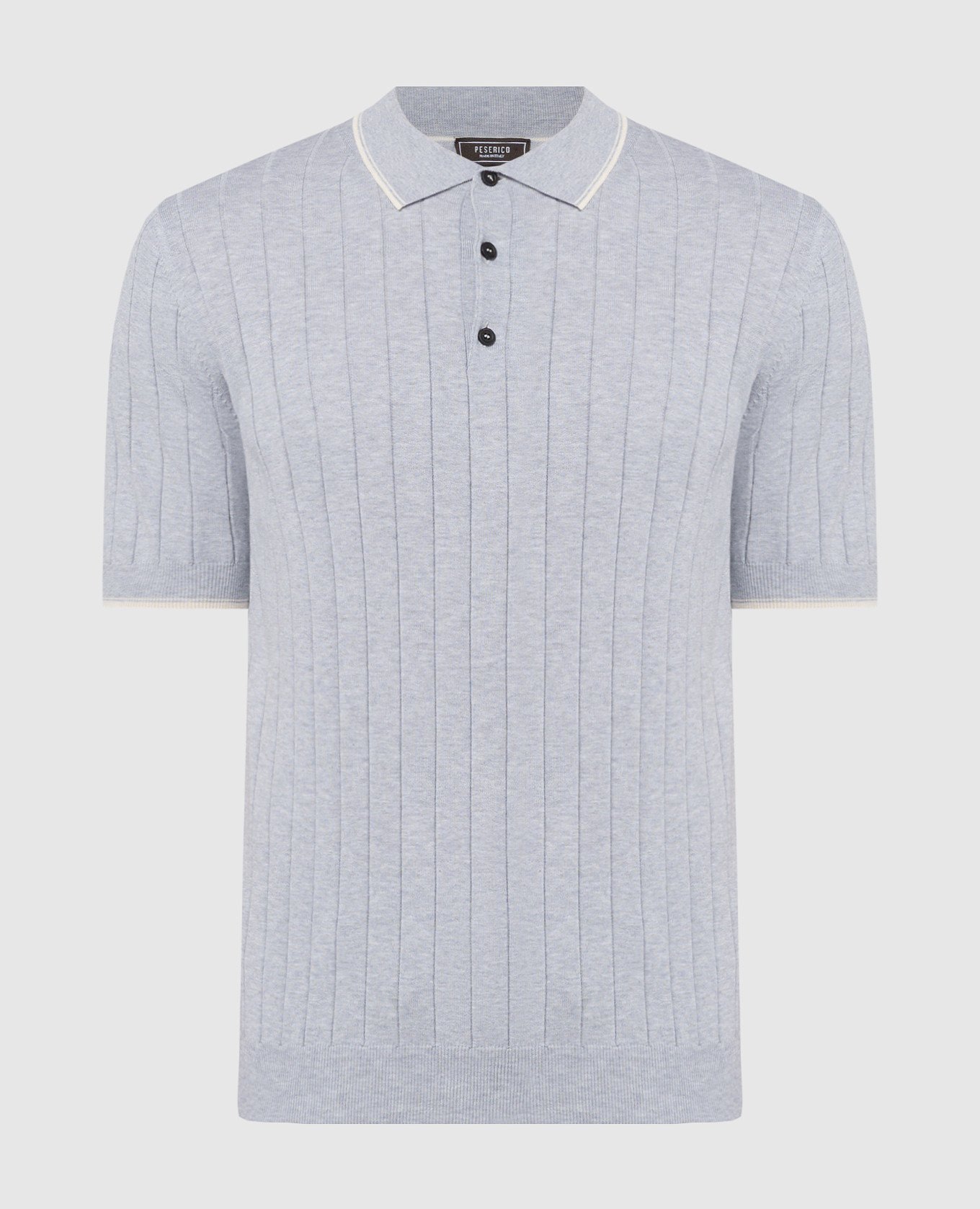 Gray polo shirt with textured stripes