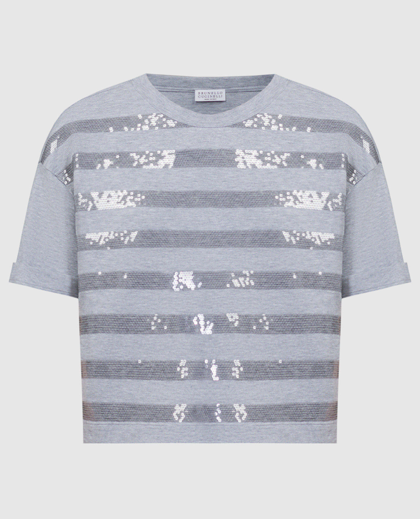 Camiseta gris melange con lentejuelas