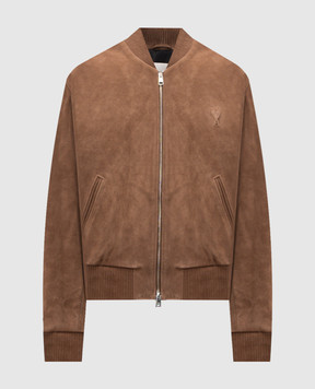 Ami Paris Коричневый замшевый бомбер HJK152LH0059