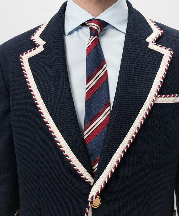 Valentino Синий галстук из шелка в полоску 6Y2EV194RYG изображение 2