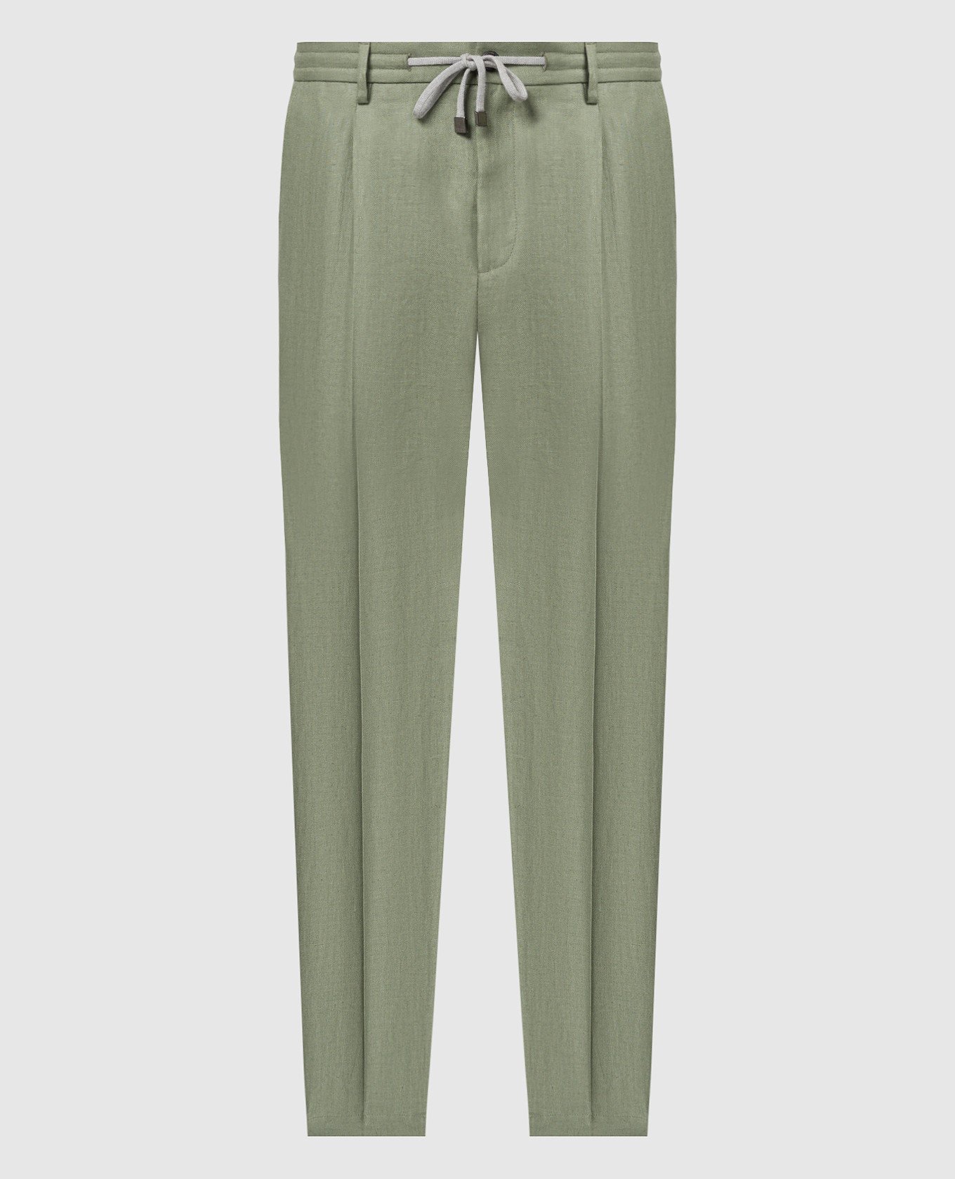 Зеленые брюки из льна