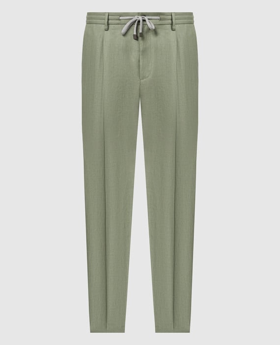 Green linen pants