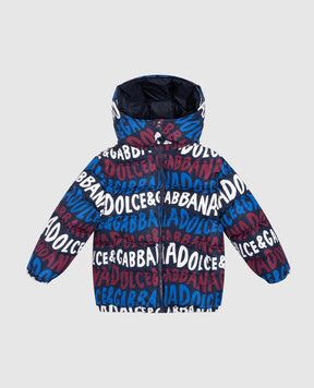 Dolce&Gabbana Дитячий синій пуховик в принт логотипа L4JB6FG7NUW812+