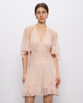 Twinset Розовое платье мини Isola Bella из кружева 251TS2093