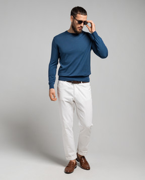 Cashmere&Whiskey Синий джемпер с шелком и кашемиром FS02