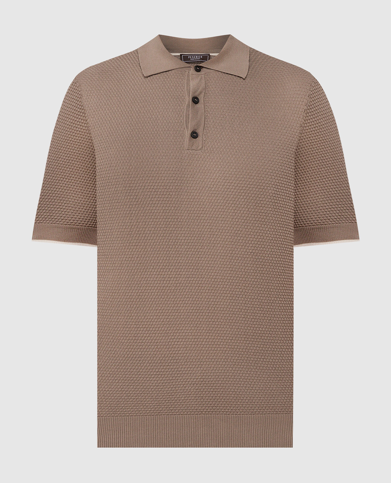 Brown polo shirt with textured pattern