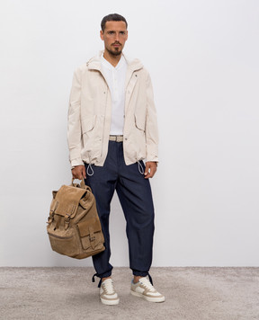 Brunello Cucinelli Синие брюки из шерсти и абака MP495S2470