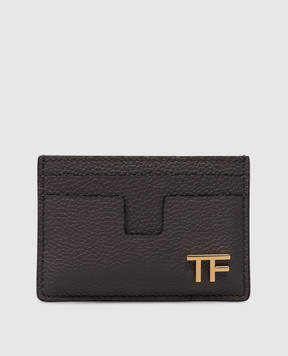 Tom Ford Коричневий шкіряний картхолдер з металевим логотипом S0466LCL095G