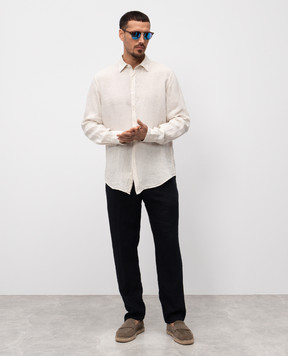 Canali Бежева сорочка з льону GM02128CSL7077