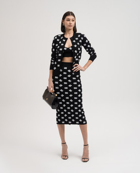 Dolce&Gabbana Черная юбка с жаккардовым узором логотипа монограммы. FXO02TJAIK3