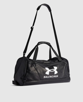 Balenciaga Черная кожаная дорожная сумка с принтом 8117492ABIN