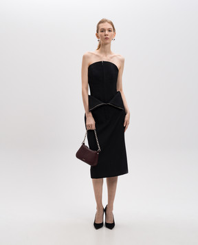 Alexander McQueen Чорна спідниця міді з вовни з асиметричним верхом 813474QJADA