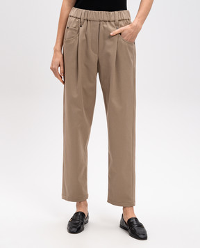 Brunello Cucinelli Штани кольору хакі з ланцюжком моніль MA126P8417