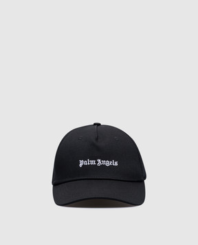 Palm Angels Чорна кепка з контрастною вишивкою логотипа PMLB094C99FAB001