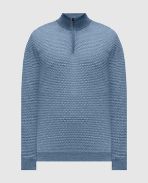 Canali Голубой джемпер из мериноса шерсти в узор MK02359C0015