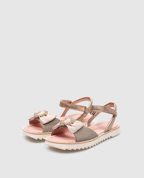 Pretty Ballerinas Детские бежевые комбинированные босоножки Esti с кристаллами. 51266