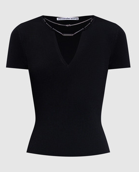 Alexander Wang Черный топ в рубчик с цепочкой 1KC3251062