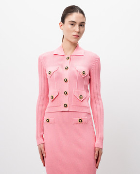 Balmain Розовый кардиган в ажурном узоре. EF1KL150KI10