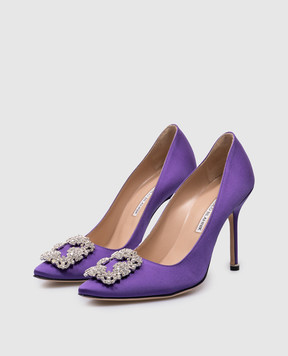 Manolo Blahnik Фіолетові атласні човники HANGISI з кристалами HANGISI