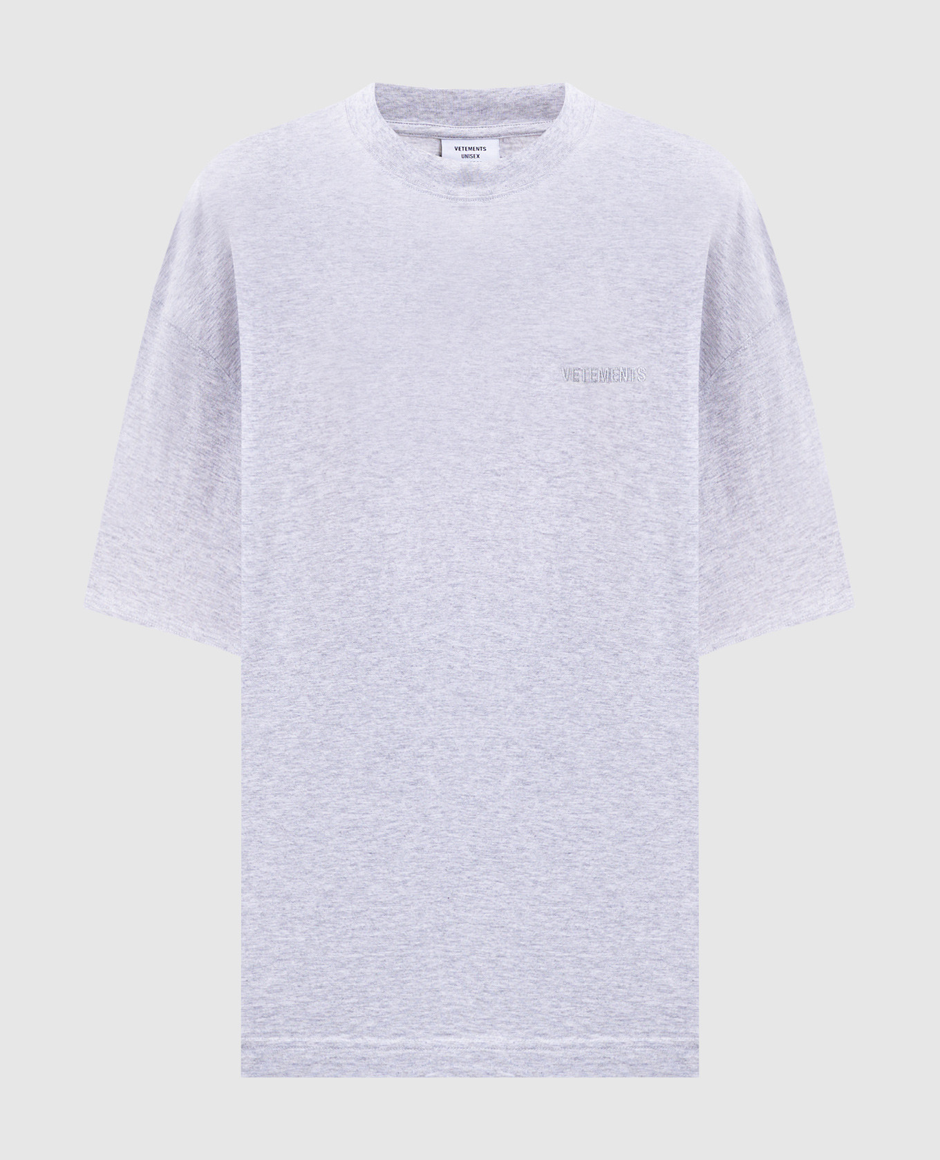 

Серая меланжевая футболка с вышивкой логотипа, Серый, Футболки