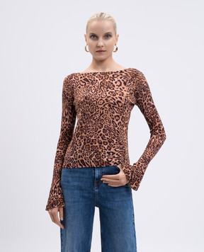 Twinset Коричневий джемпер з вовни в анімалістичний принт 252TP3600